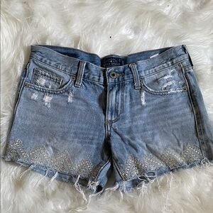 Lucky Brand Blue Denim Shorts with Embroidered Details